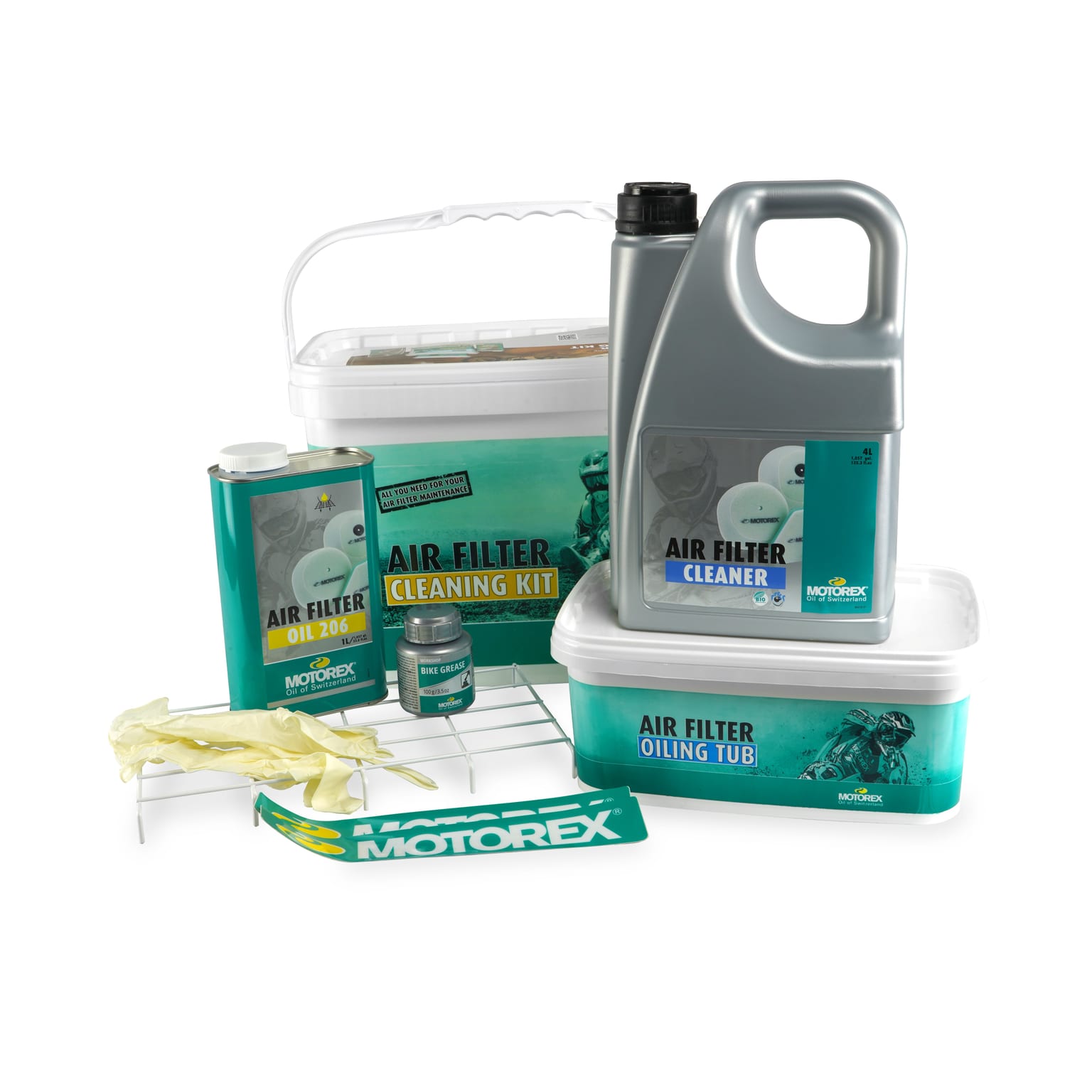 Motorex Air Filter Kit (206 1L, Bio Clean 4L, 2000 Grease, Tray, Gloves & 2 Buckets) - Image 1