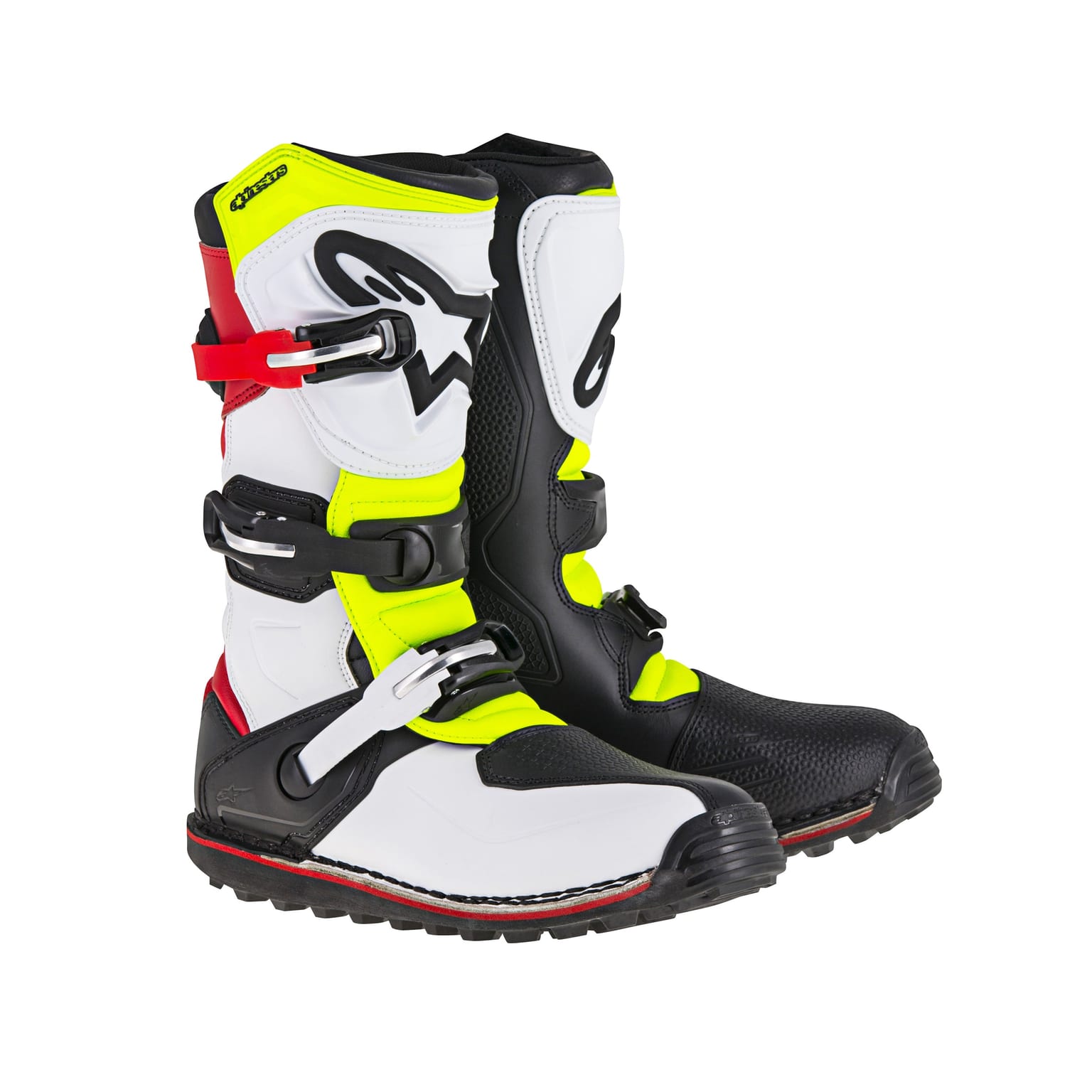 Alpinestars Tech T - White Red Yellow Fluo Black Boots - Image 1