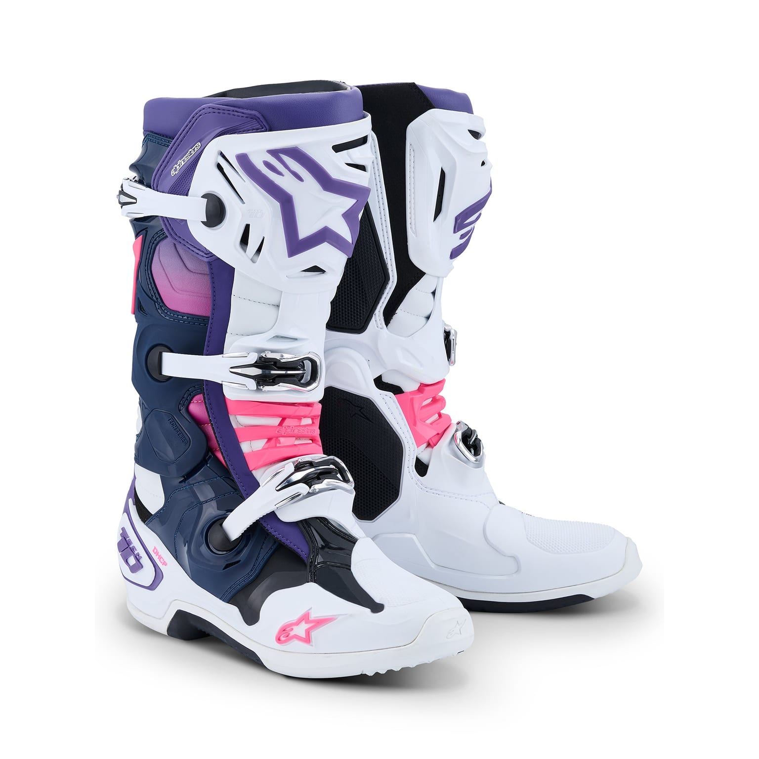 Alpinestars Tech 10 - White Violet Navy Blue Pink Fluo - Image 1
