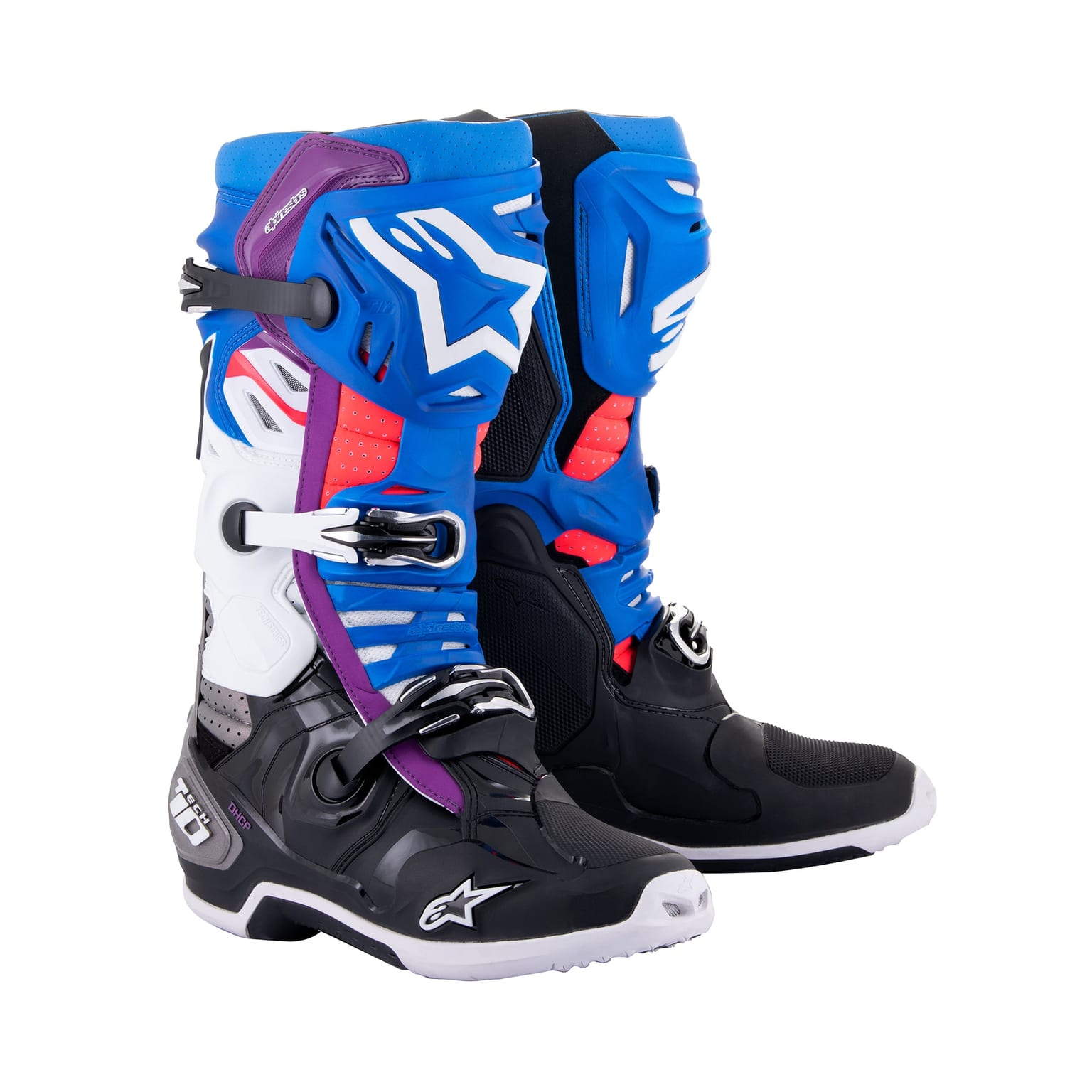 Alpinestars Tech 10 Supervented - Black Enamel Blue Purple White Boots - Image 1