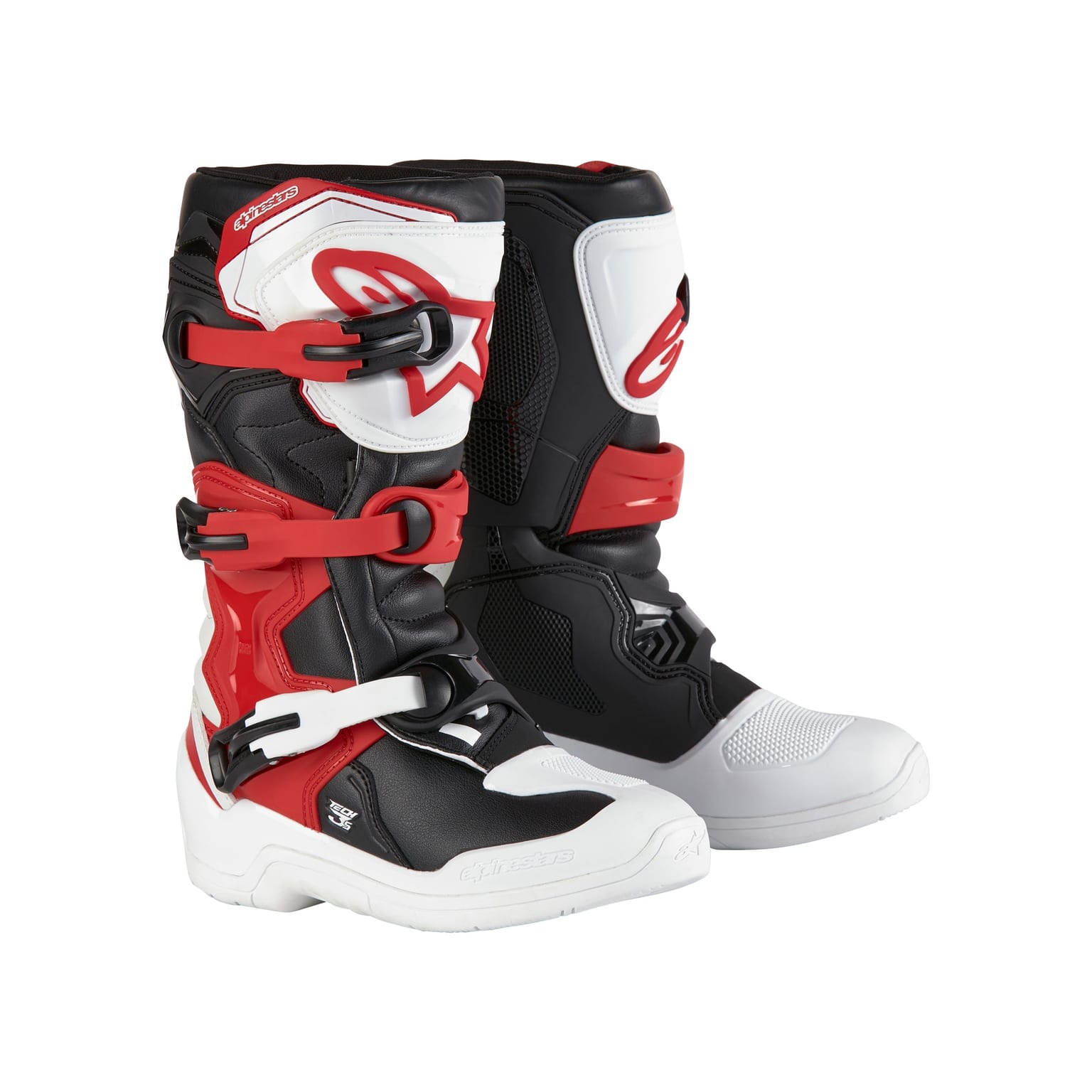 Alpinestars Tech 3S Youth - White Black Bright Red Boots - Image 1