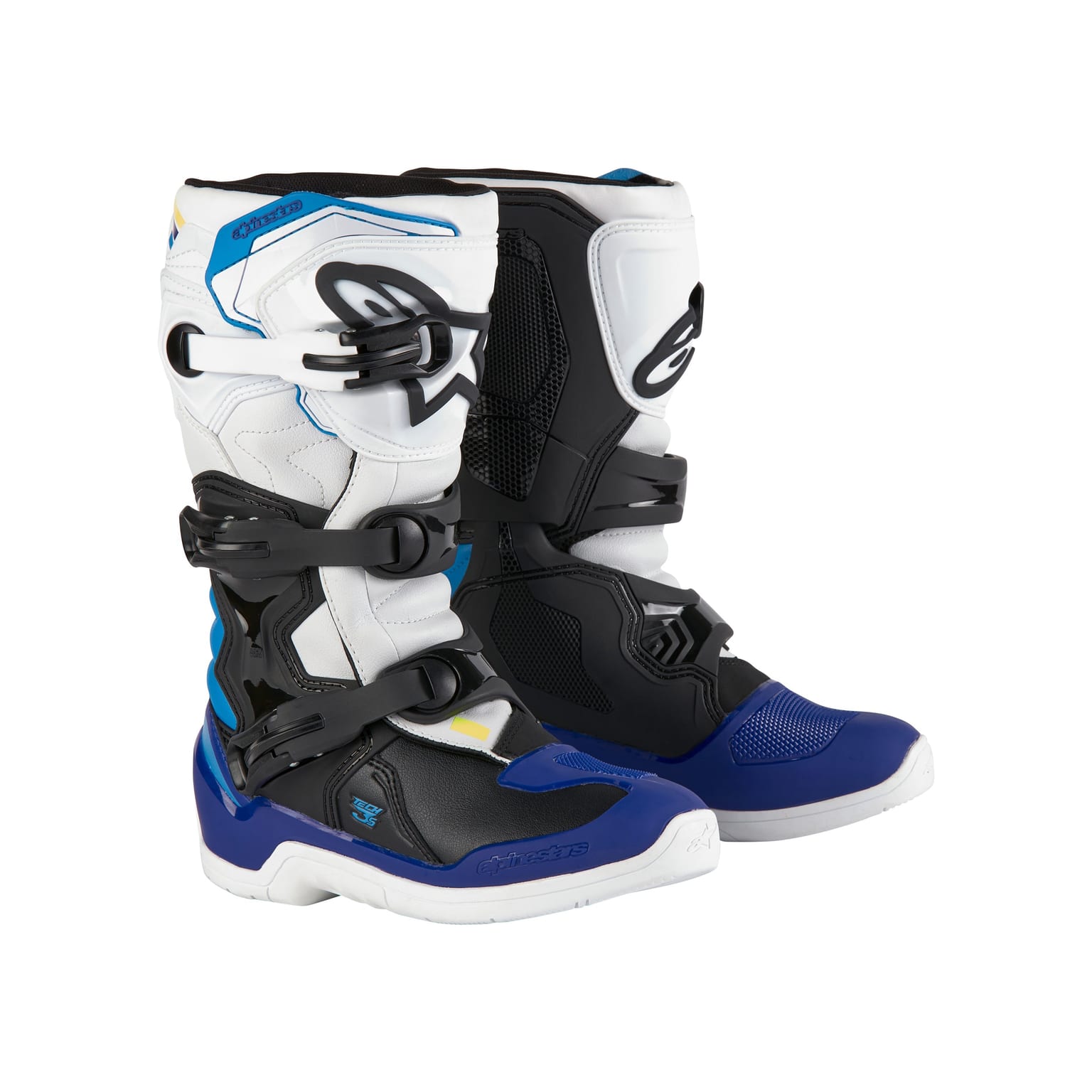 Alpinestars Tech 3S Youth - White Black Enamel Blue Boots - Image 1