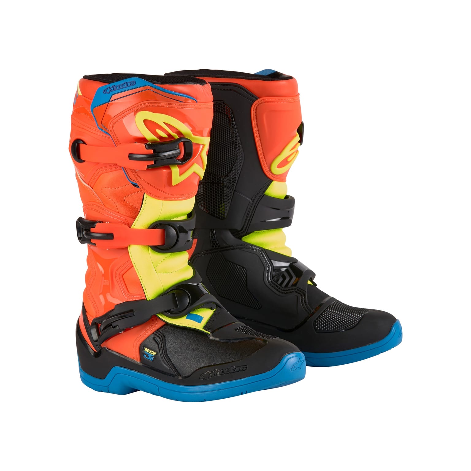 Alpinestars Tech 3S Youth - Orange Fluo Enamel Blue Yel Fl Boots - Image 1