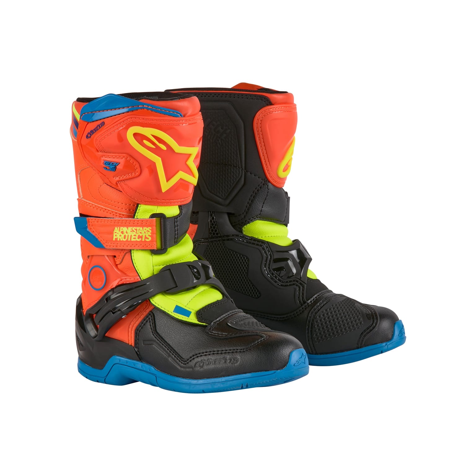 Alpinestars Tech 3S Kids - Orange Fluo Enamel Blue Yel Fl Boots - Image 1