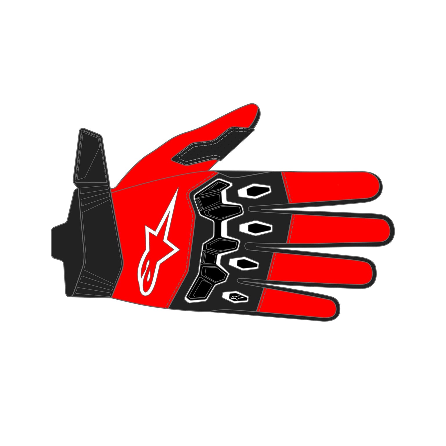 Alpinestars Youth & Kids Full Bore V2 Gloves - Bright Red Black - Image 3