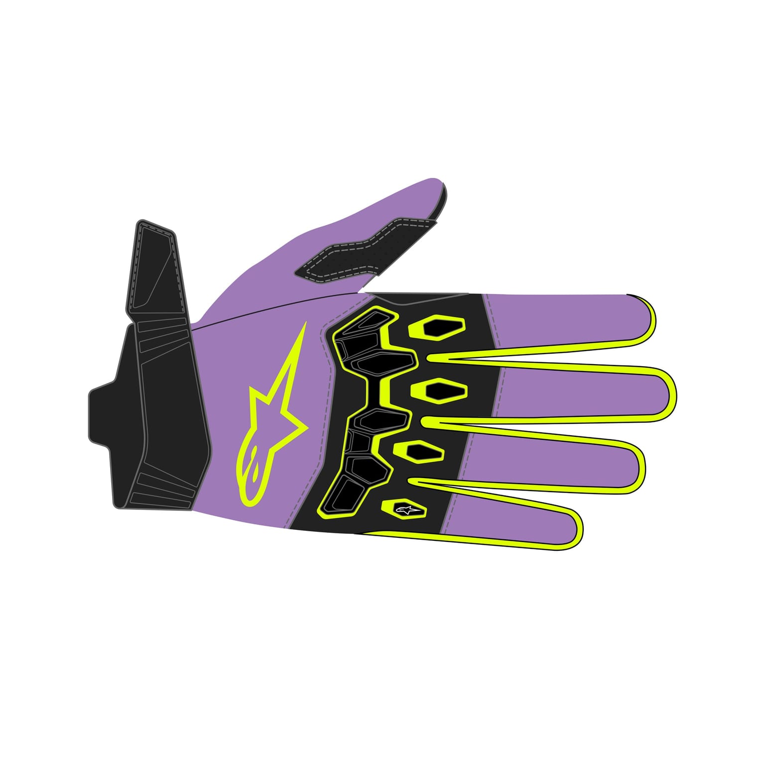 Alpinestars Youth & Kids Full Bore V2 Gloves - Purple Yellow Fluo - Image 3