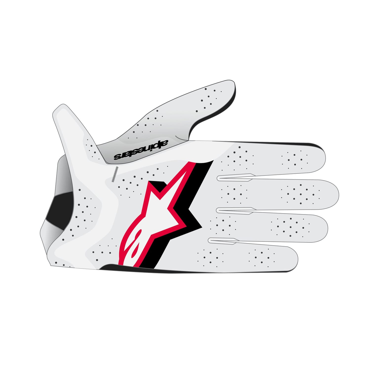 Alpinestars Supertech MX Gloves - White Black Fire Red - Image 3