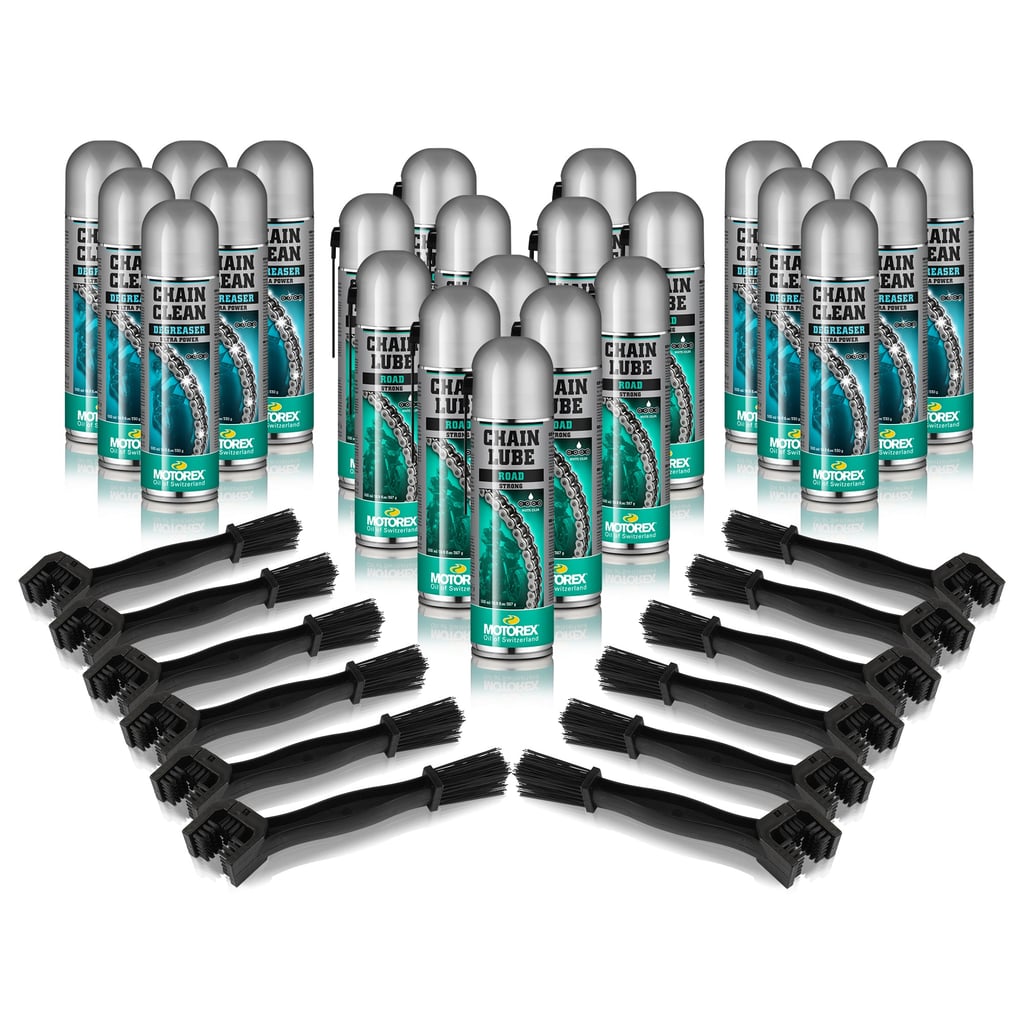 Motorex Road chain clean and lube bundle Chain Clean, White Chain Lube, Harvard cleaning brushes