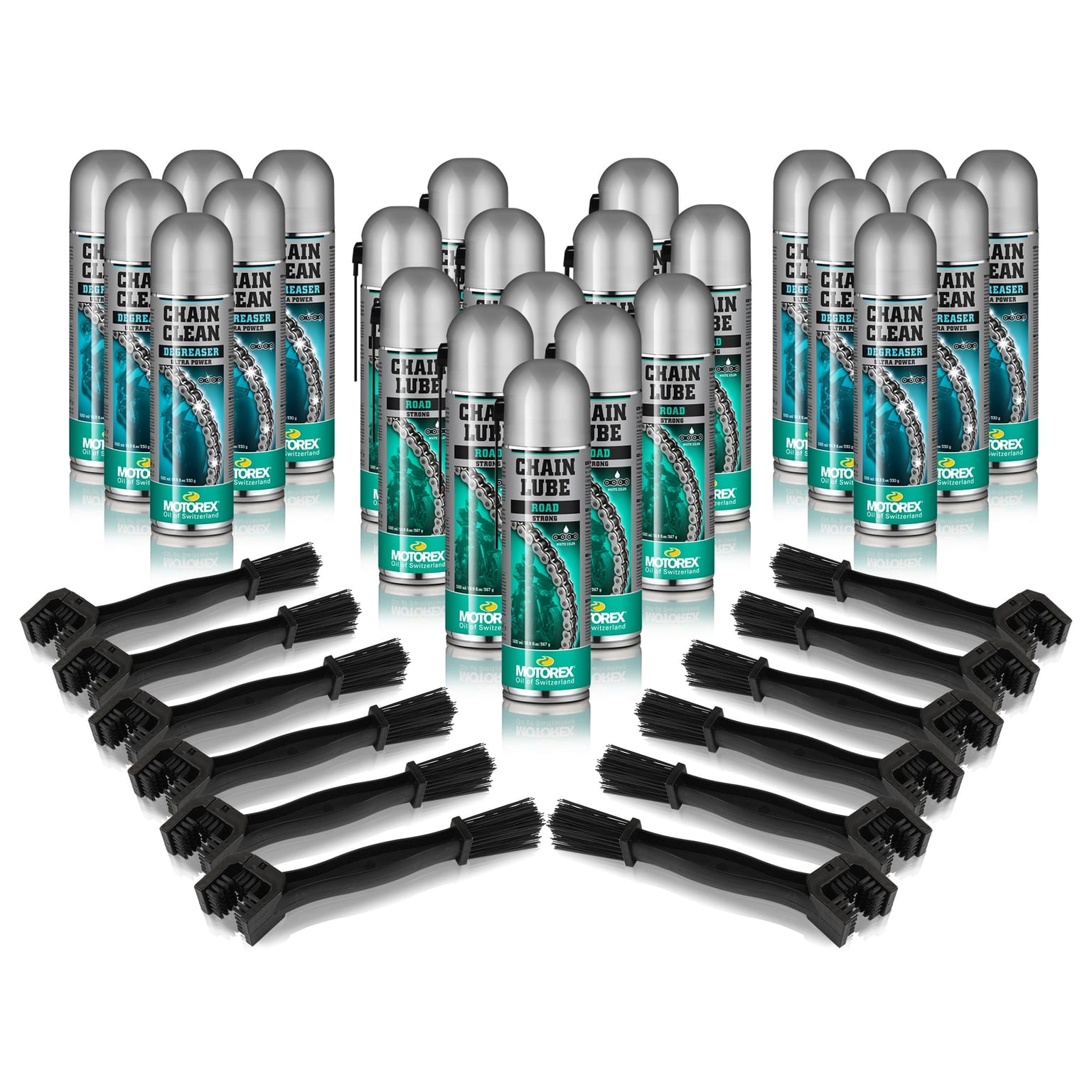 Motorex Road chain clean and lube bundle Chain Clean, White Chain Lube, Harvard cleaning brushes - Image 1