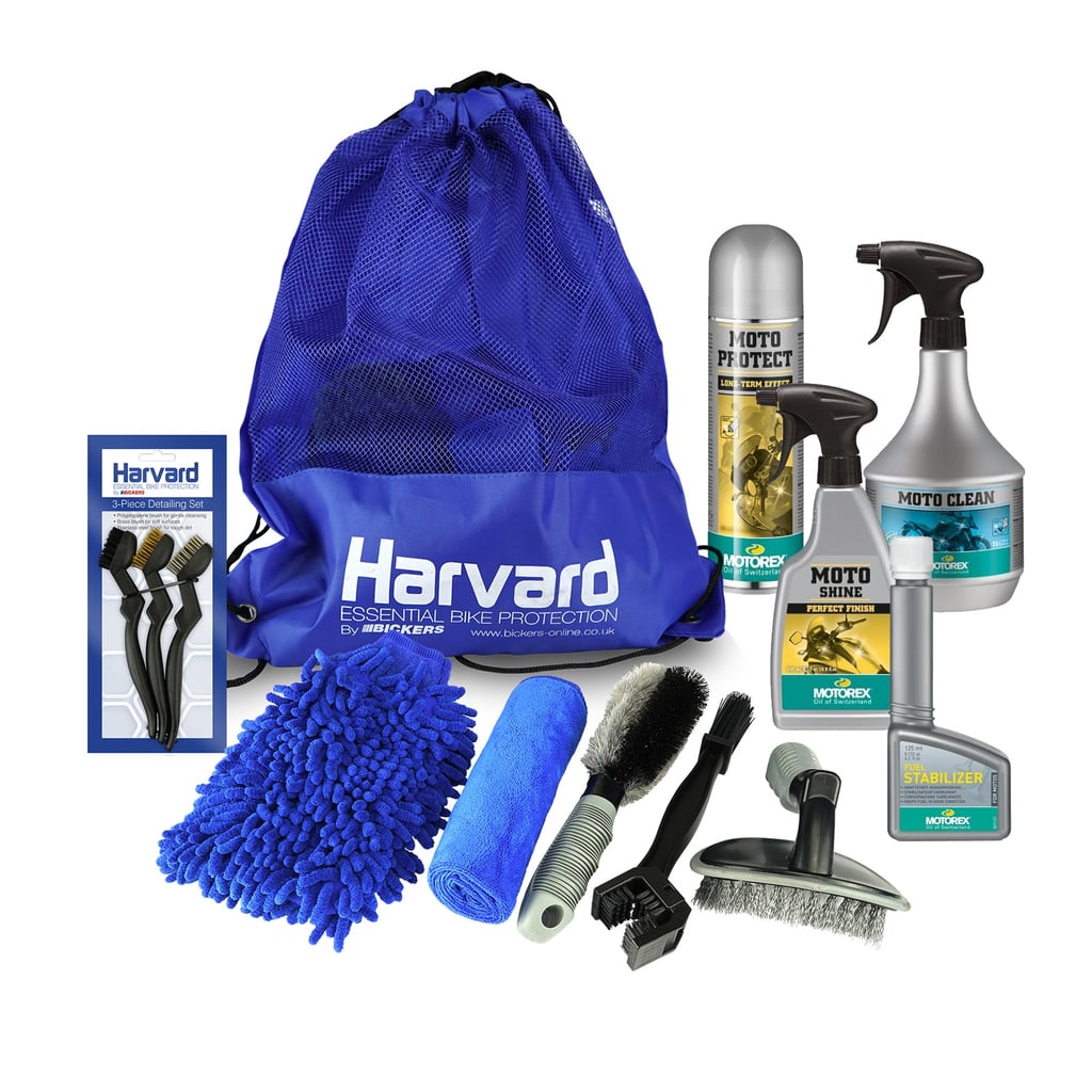 Motorex winter storage bundle. Fuel Stab Motoclean Motoprotect Motoshine,Harvard cleaning brushes