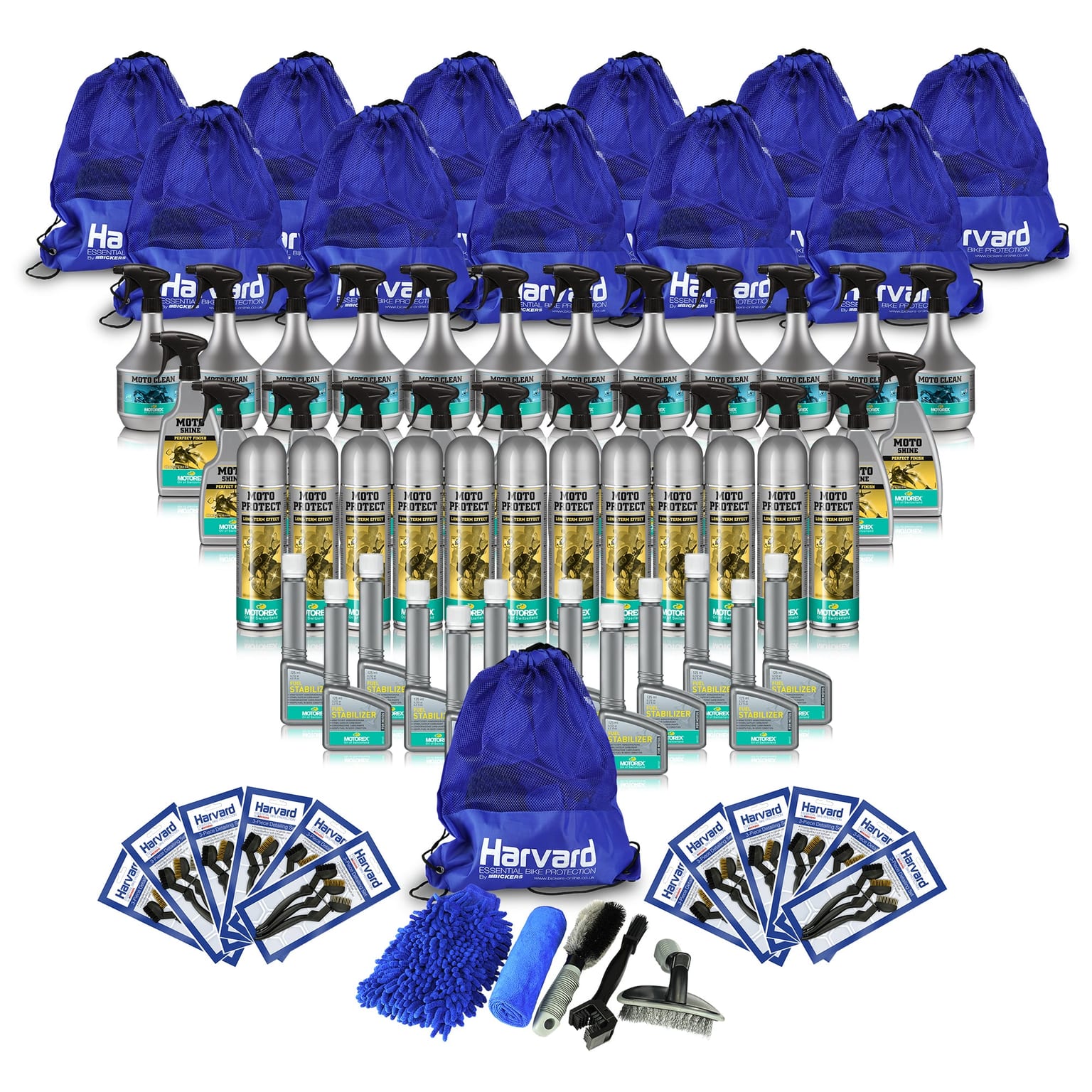 Motorex winter storage bundle. Fuel Stab Motoclean Motoprotect Motoshine,Harvard cleaning brushes - Image 2