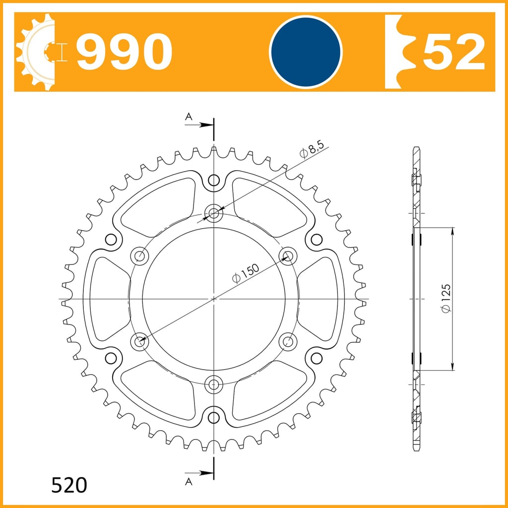 SuperSprox Rear Stealth Blue RST-990-52-BLU