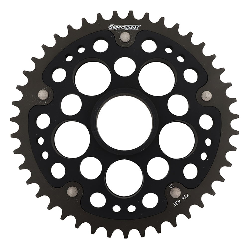 SuperSprox Rear Edge Sprocket Ducati RSA-736_525-43-BLK For 525 Chain Ducati fitment
